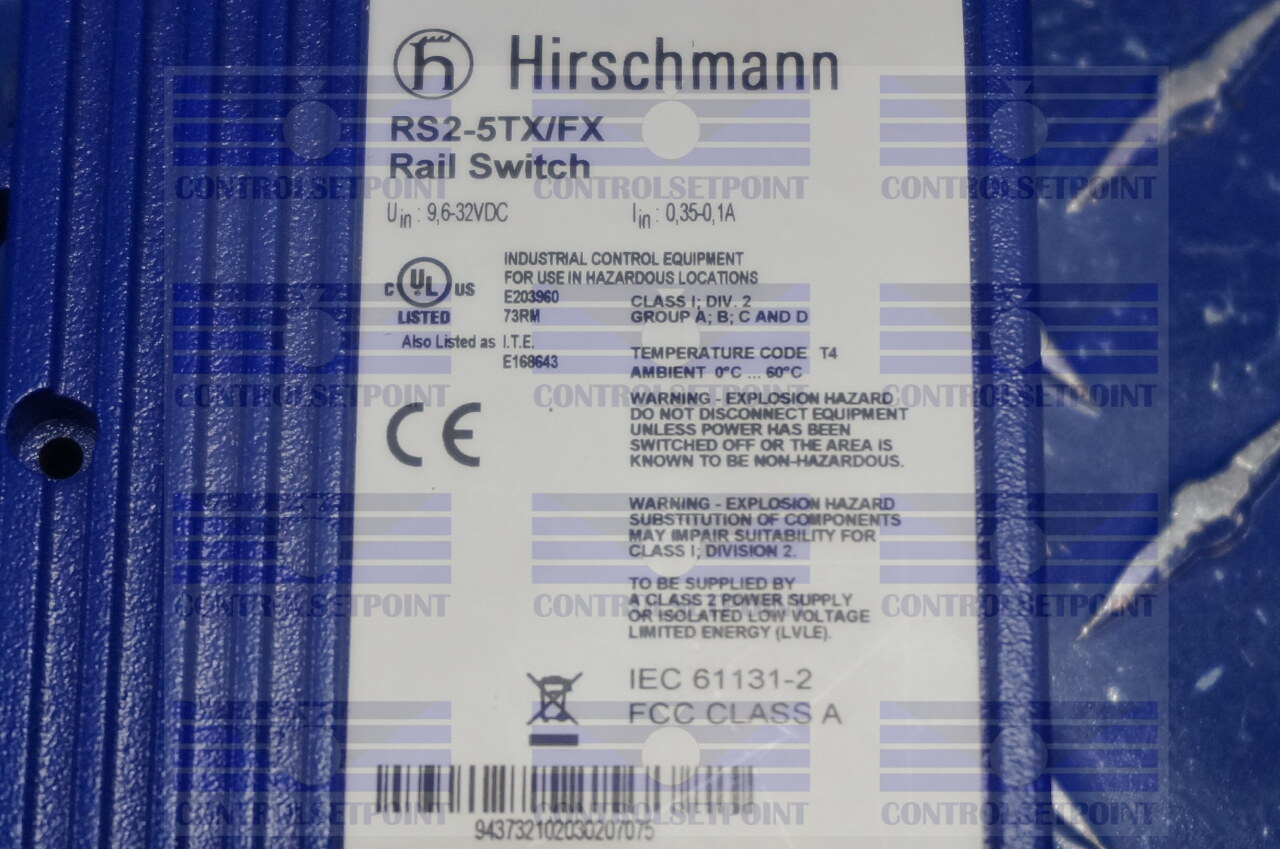 HIRSCHMANN RS2-FTX/FX RAIL SWITCH 24VDC CLASS 2