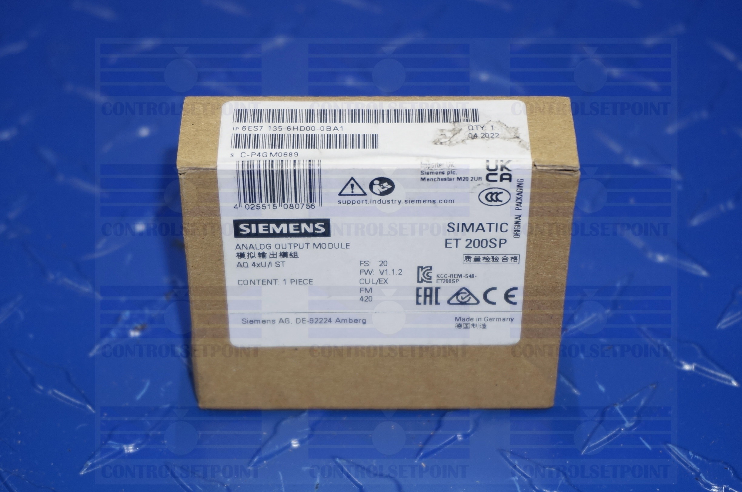 SIEMENS SIMATIC ET 200SP 6ES7135-6HD00-0BA1 ANALOG OUTPUT MODULE
