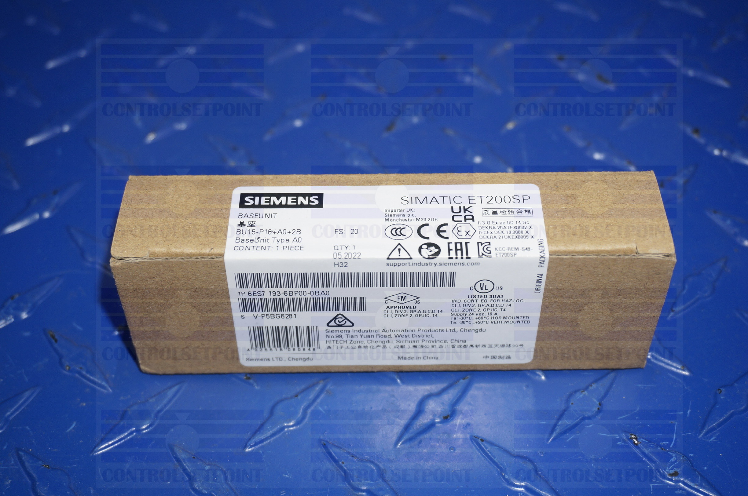 SIEMENS SIMATIC ET 200SP 6ES7193-6BP00-0BA0 BASE UNIT TYPE A0 BU15-P16+A0+2B
