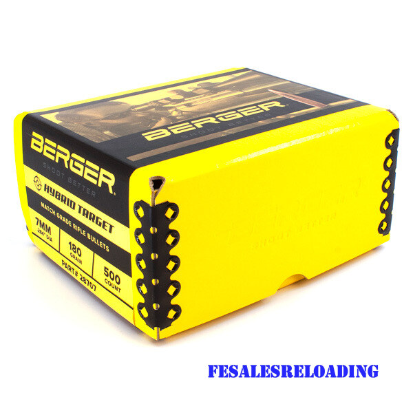 Berger 7mm (.284) 180G HPBT Bullet (Hybrid-Tgt) 500/B