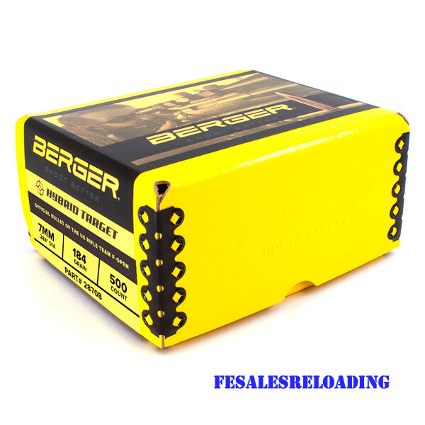 Berger 7mm (.284) 184Gr F- Open Hybrid Bullet 500/Bx