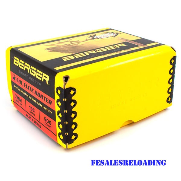 Berger 7mm (.284) 195Gr Eol Bullet Elite-Hunter 500/B