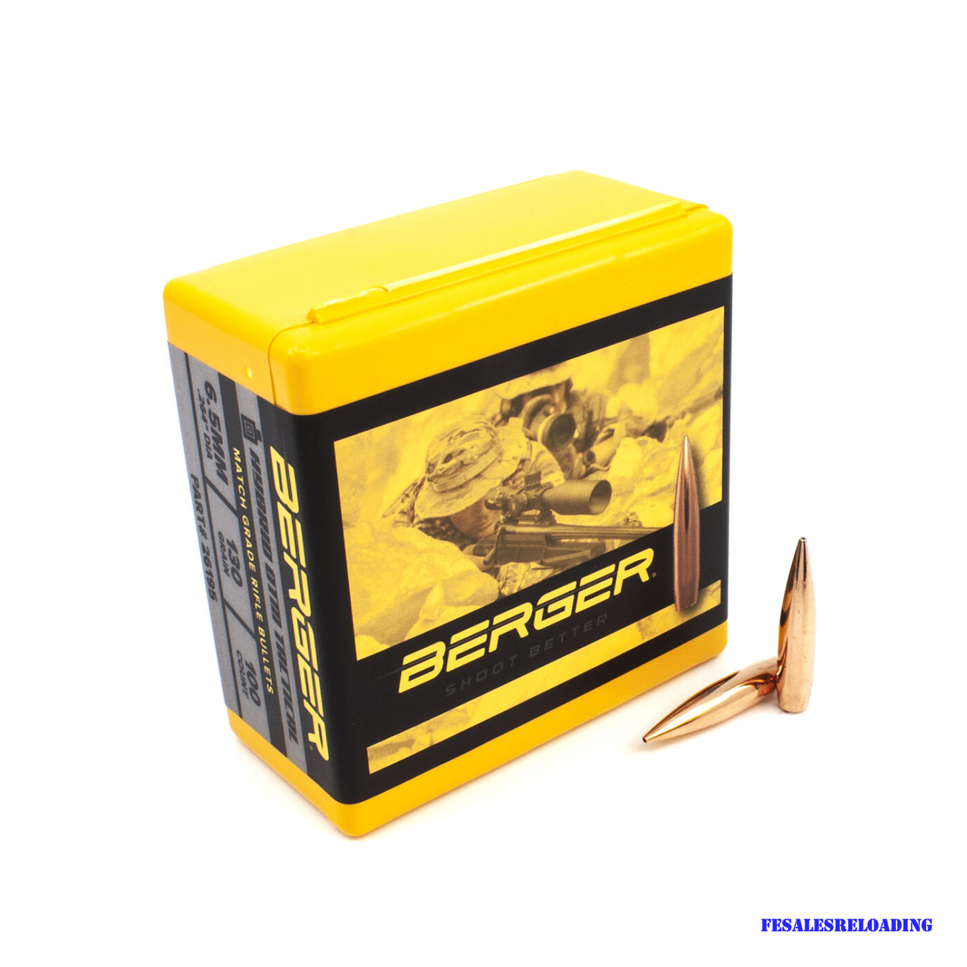 Berger 26195 Bullets 264 6.5mm Cal .264 Dia 130 Gr Otm Tactical HPBT 100 Ct