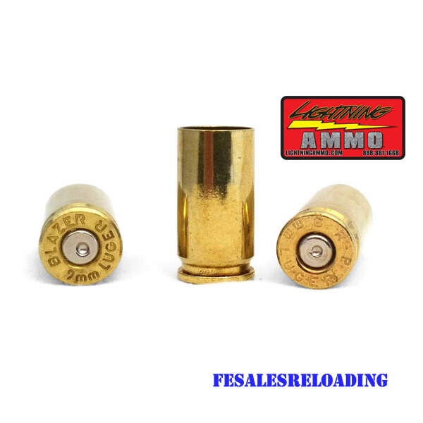 Lightning Fired Brass 9mm Cleaned/Polished 500/Jug