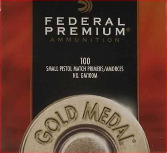 Federal Gm100M Premium Small Pistol Gold Medal Match Primers 1 Tray Of 100