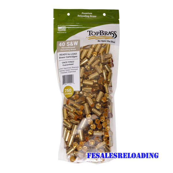 Top Brass 40 S&W Once Fired Military Nato Unprimed Bag Of 250