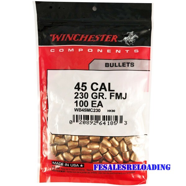 Winchester Bullet 45C (.451) 230Gr FMJ 100/Bag