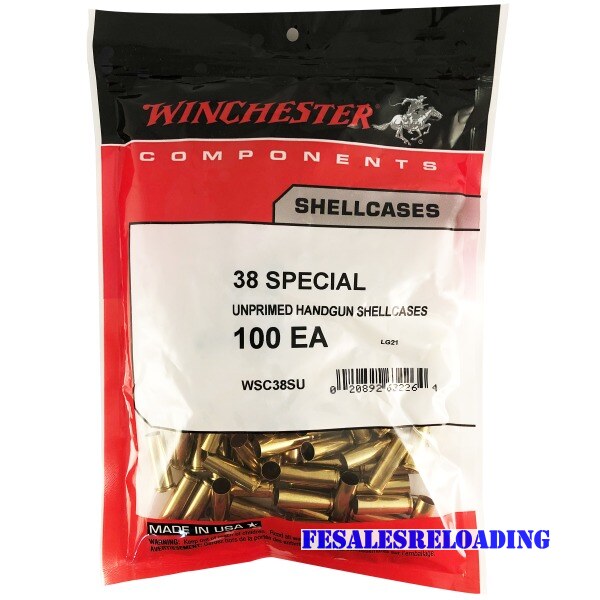 Winchester Brass 38 Special Unprimed Bag Of 100