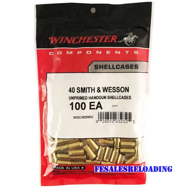 Winchester Brass 40 S&W Unprimed 100/Bag 20/Cs