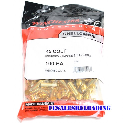 Winchester Brass 45 Colt (Long Colt) Unprimed Bag Of 100
